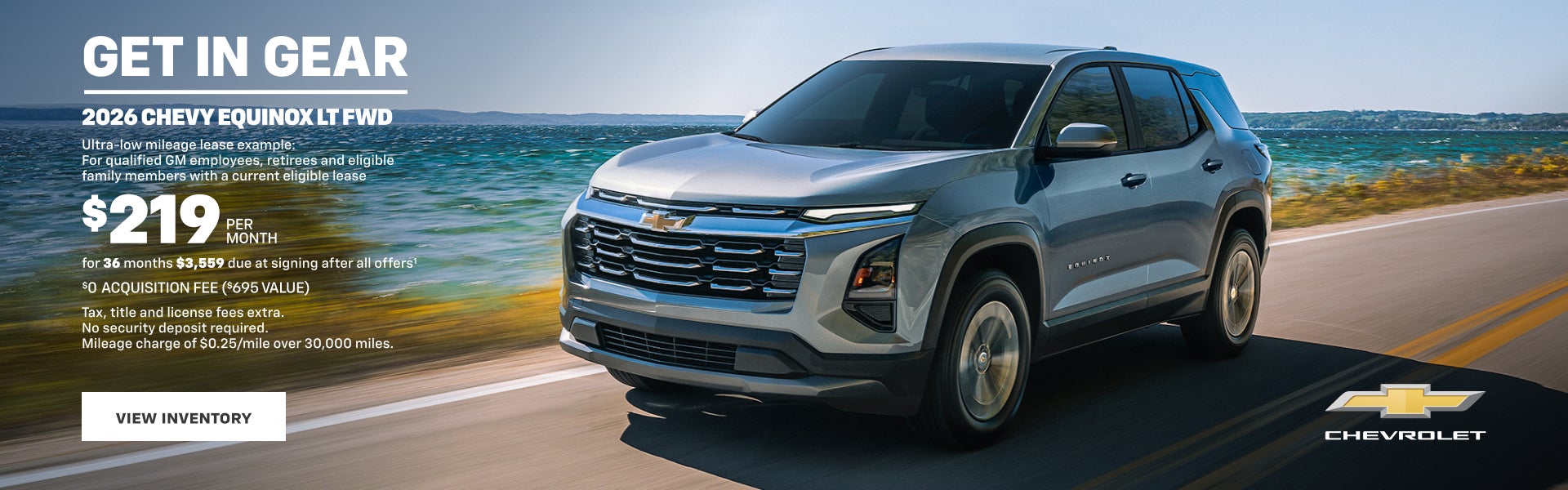 2026 Chevy Equinox LT FWD. Ultra-low mileage lease example for qualified GM employees, retirees a...